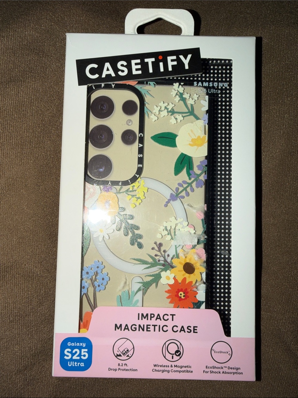 Casetify Floral Impact Magnetic Phone Case in Beige with Multicolor Flowers